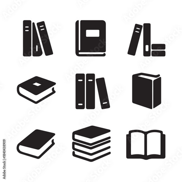 Obraz Book Icon Set – Education, Library, Study, Reading Symbol Vector Collection