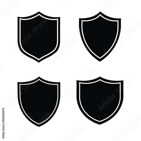Obraz Shield Icon Set – Security, Protection, Defense Badge Vector Collection