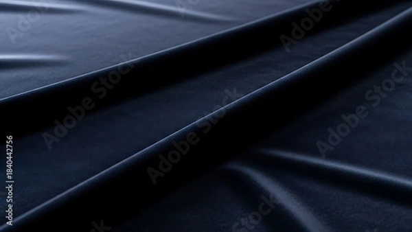 Fototapeta Luxurious dark navy blue silk fabric with a smooth flowing texture perfect for backgrounds fashion design or elegant product displays