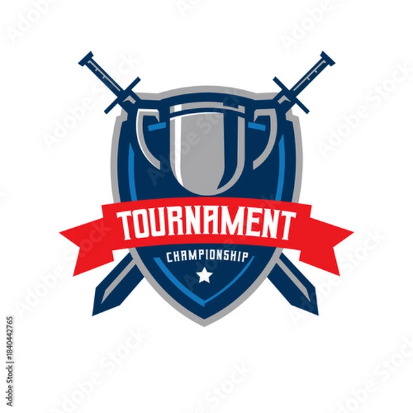 Obraz Trophy with sword inside shield logo design