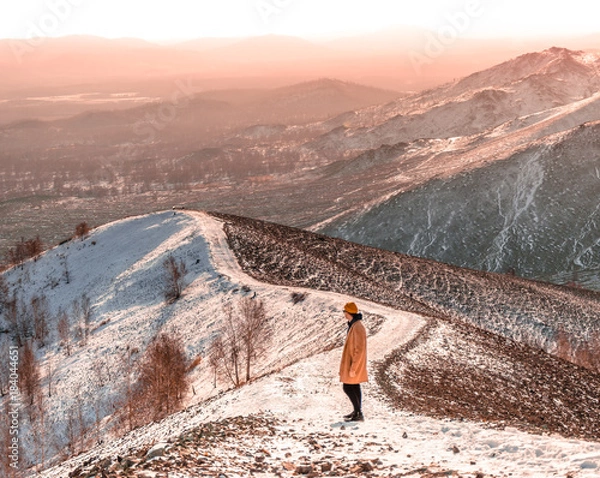 Fototapeta Young tourist enjoying the scenery