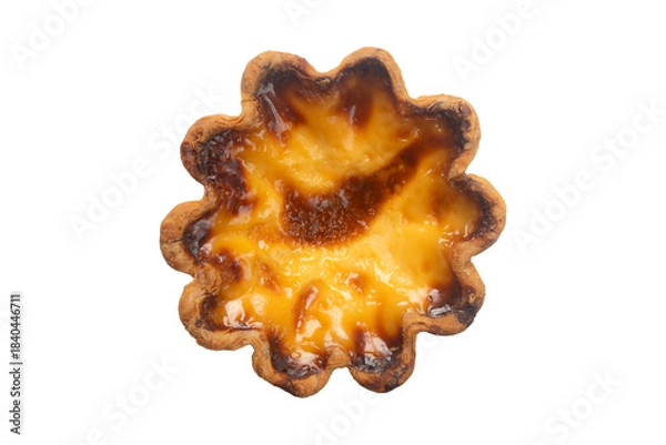 Fototapeta Top view of egg tart isolated on a transparent background