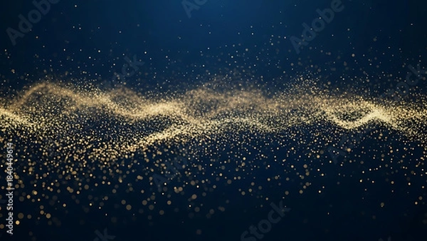 Fototapeta Abstract digital landscape representing data flow and network connections with glowing particles over a dark blue background