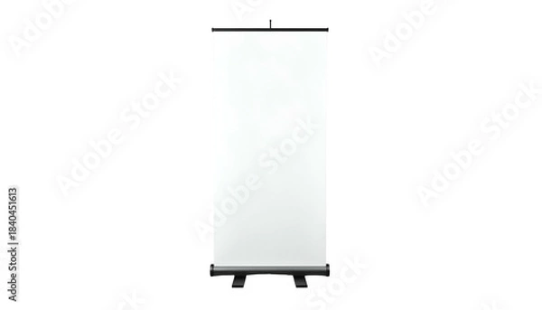 Fototapeta Vertical white projection screen on a black background, likely for presentations