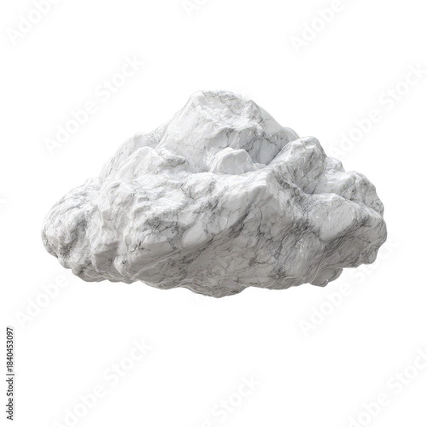 Obraz Abstract white marble cloud shape with veins on black background