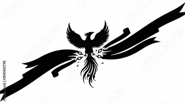 Fototapeta Majestic phoenix soaring with stylized wings and fiery tail, symbolizing rebirth and power