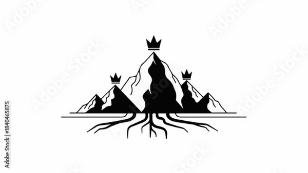 Fototapeta Majestic mountain peaks crowned with royal insignias, rooted deeply in the earth.