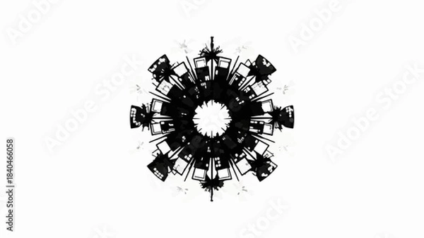 Fototapeta Abstract circular pattern with sharp geometric shapes radiating from the center