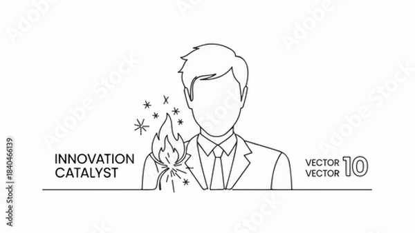 Fototapeta Man ignites idea with fiery inspiration, representing innovation and creativity