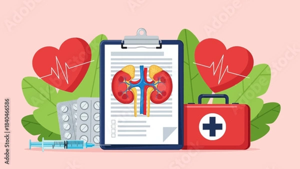 Obraz medical background with heart and stethoscope