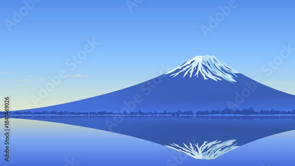 Obraz 湖に映った富士山