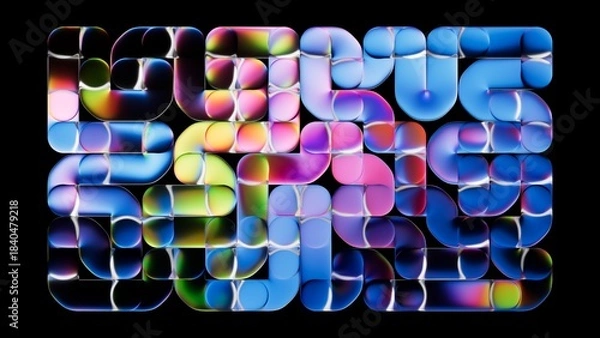 Obraz Abstract geometric background with multicolored neon tubes. Digital 3D illustration
