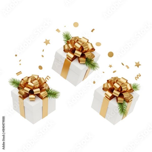 Obraz christmas gift box with christmas tree isolated on white background