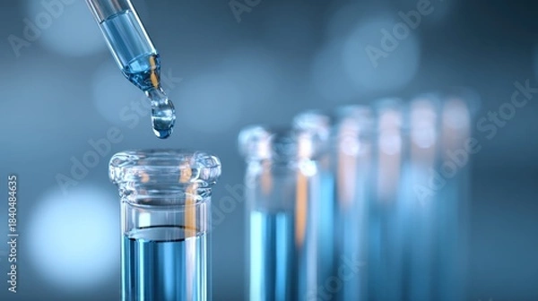 Fototapeta Science experiment with pipette and tubes