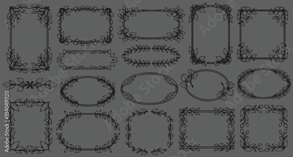 Fototapeta Elegant Botanical Frame & Border Collection for Invitations, Packaging, Logos & Decorative Design