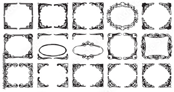 Fototapeta Vintage Ornamental Frame Set for Invitations, Labels, Certificates & Decorative Design Projects