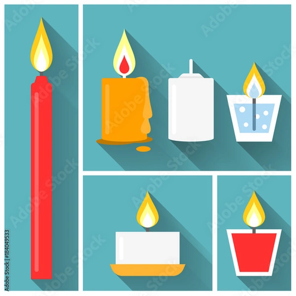 Obraz Vector candle icon set in flat style