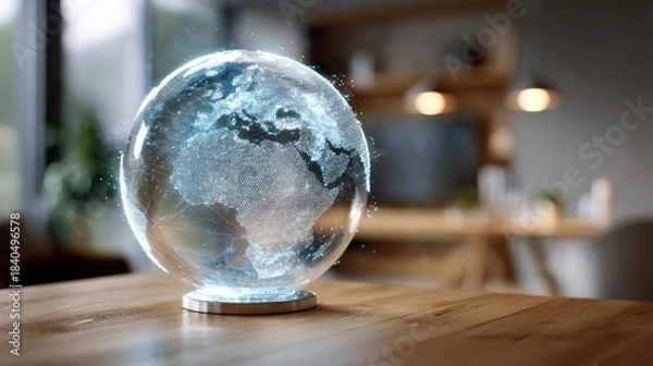 Fototapeta Transparent globe showing world map