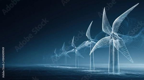 Fototapeta Wind turbines generation energy concept