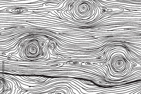 Obraz Hand-Drawn Wood Grain Texture Pattern in Black and White
