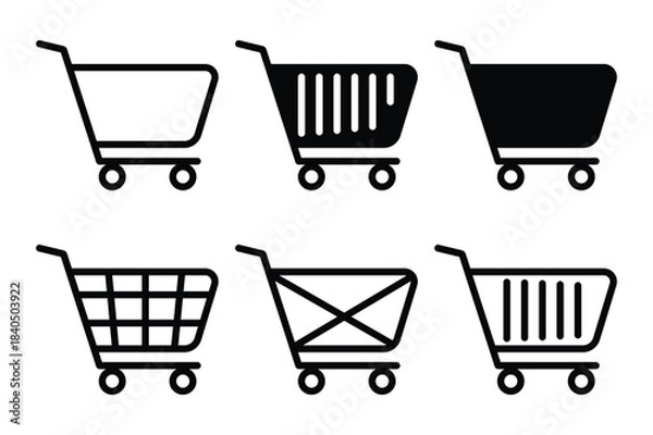Fototapeta Outline Shopping Cart Icons Vector Set 