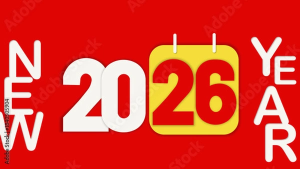 Fototapeta Happy new year 2026 . Greeting design with number of year. Vector illustration for greeting card, invitation, calendar