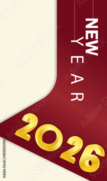 Fototapeta Happy new year 2026 . Greeting design with number of year. Vector illustration for greeting card, invitation, calendar