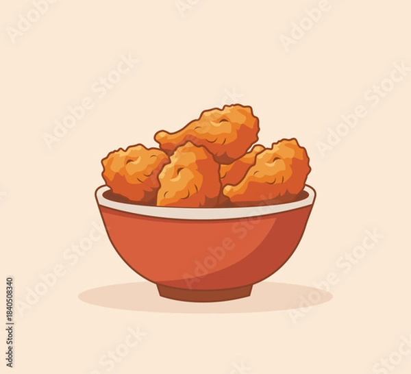 Obraz chicken fries in a bowl illustration
