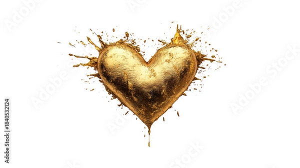 Obraz Golden Heart Splash on Transparent Background