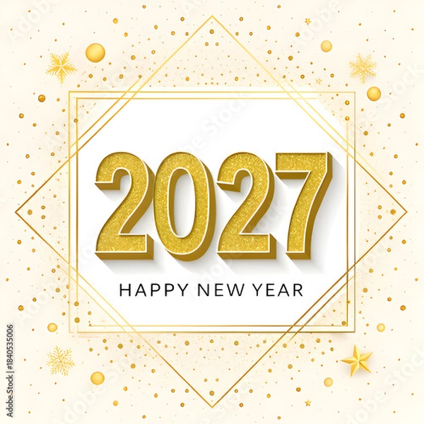 Obraz 2027 New Year Festive Gold Glitter Sparkle on transparent background