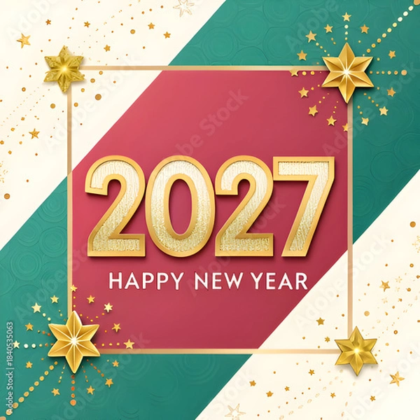 Obraz Festive 2027 New Year Greeting Card on transparent background