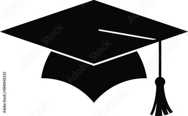 Obraz Black graduation cap silhouette with tassel