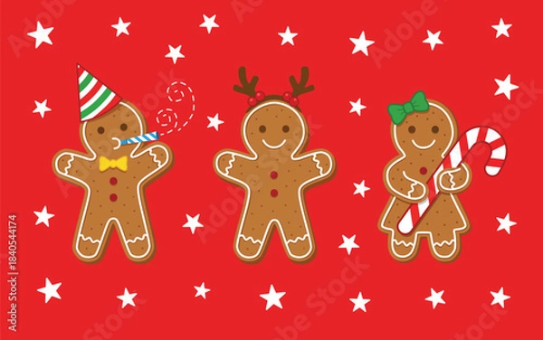 Obraz Trio of Festive gingerbread cookie characters
