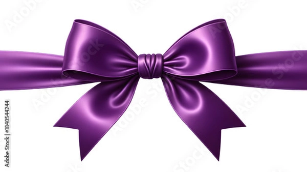 Obraz Elegant purple satin ribbon bow isolated on a transparent background for design