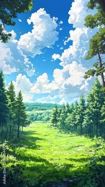 Fototapeta Quiet japanese alley at night with full moon and glowing windows, perfect for background, wallpaper, or storytelling concept art.