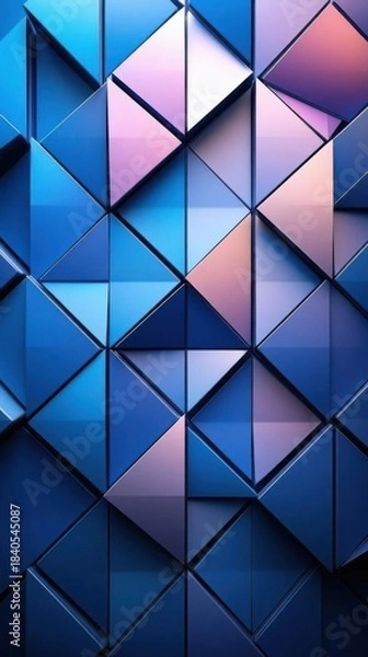 Fototapeta 3d render, abstract background with polygonal shapes in blue colors
