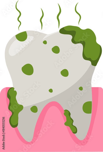 Obraz teeth with bacteria dental cavity problem vector illustration