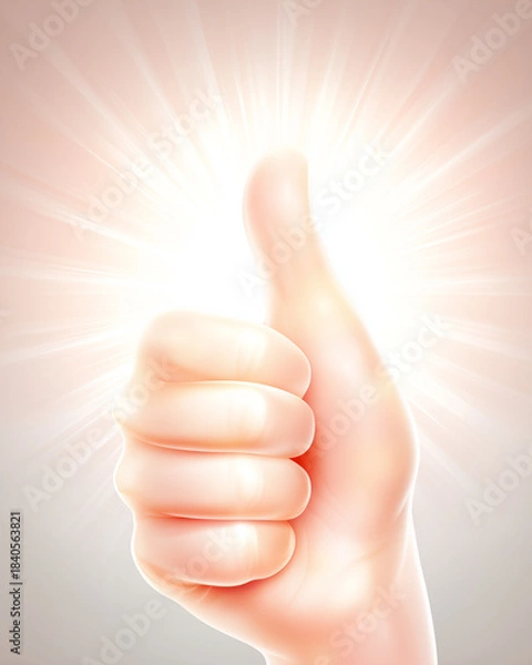 Obraz  hand with thumbs up gesture on light background