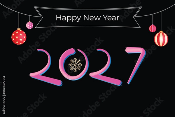 Obraz Happy New Year 2027 Celebration with Festive Ornaments