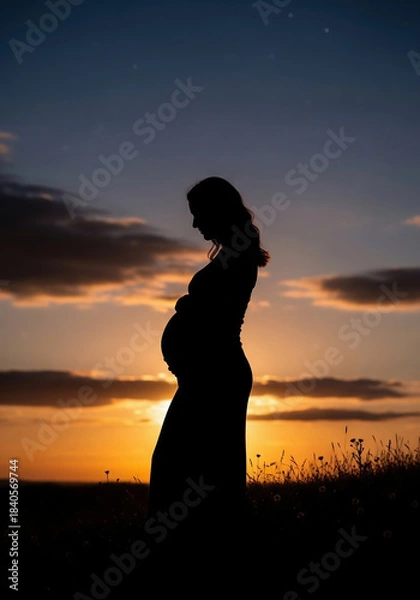 Obraz Pregnant woman in silhouette