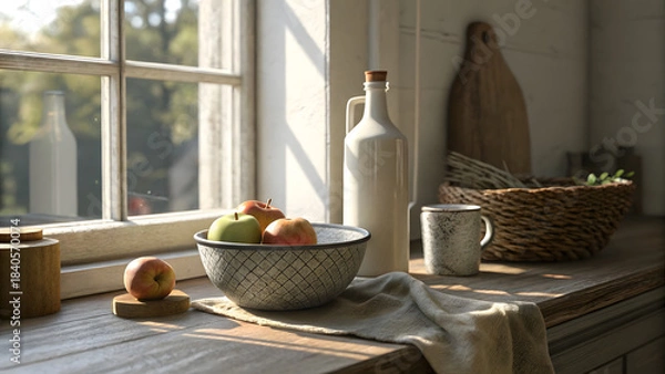 Obraz still life with wine and fruits