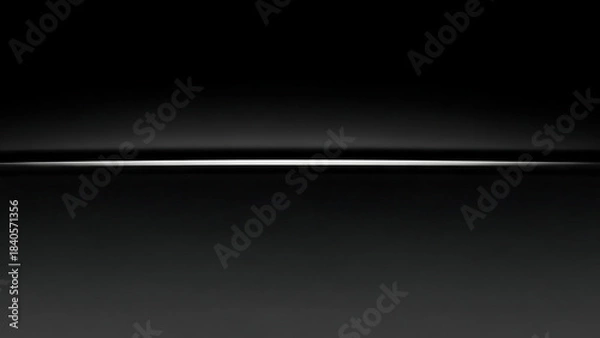 Fototapeta Minimalist abstract background featuring a bright horizontal line against a gradient of dark gray and black tones creating dramatic contrast