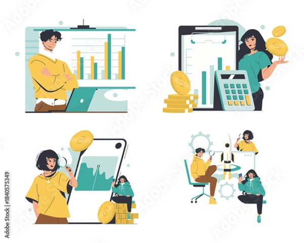 Fototapeta Business Analytics and Financial Strategy Vector Set