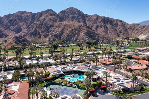 Obraz Large Home and Neighborhood with Mountains Aerial