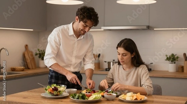 Obraz couple cooking together