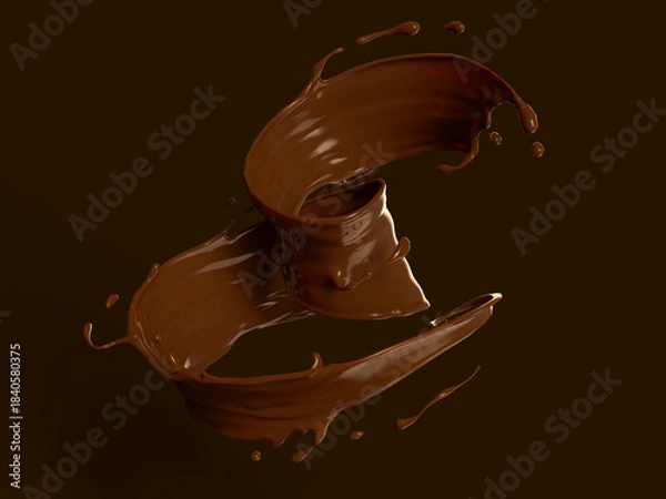 Fototapeta 溶けたチョコレートの3Dイラスト