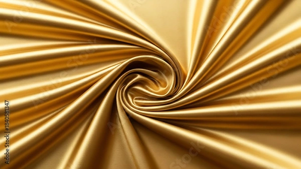 Fototapeta Luxurious golden fabric with a swirling drape a rich texture perfect for backgrounds fashion and elegant design elements