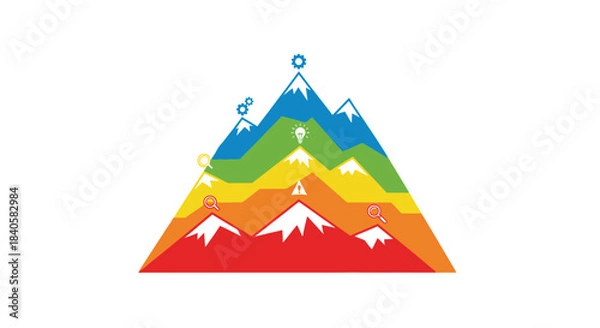 Fototapeta Colorful Mountain Range Landscape with Snow Peaks and Gradient Hues.