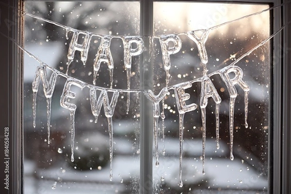 Fototapeta A luxurious "Happy New Year" design in engraved crystal glass 