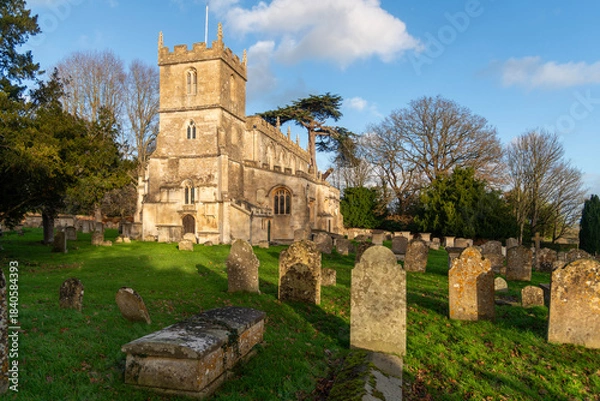 Obraz Holy Cross Church in Seend, Wiltshire. Dating from about 1450 - Wide with graveyard